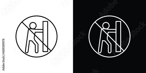 Do not push signs Simple Set. Vector icons for graphic design template.