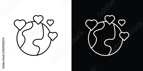 Earth love heart icon Simple Set. Vector icons for graphic design template.