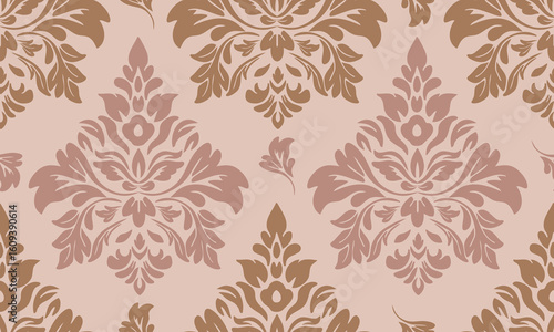Baroque Flourish Damask Seamless Pattern Earthy
