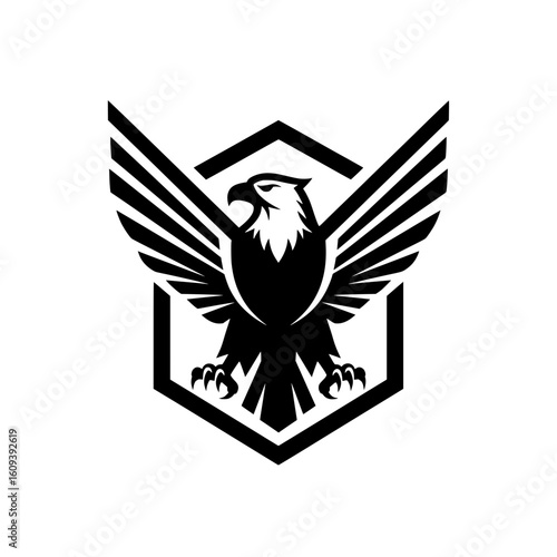 Black Silhouette Eagle Logo with Spread Wings