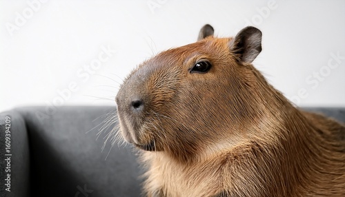 Wallpaper Mural capybara on a couch trendy viral pet meme animal white copy space top room for text Torontodigital.ca