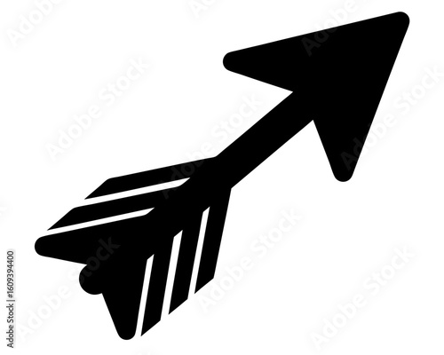 Stylized black arrow pointing upwards on a white background showing direction
