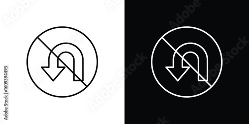 No u turn road signs Simple Set. Vector icons for graphic design template.