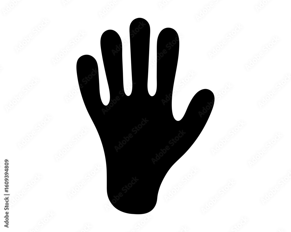 Fototapeta premium Stylized black hand silhouette with outstretched fingers on a white background