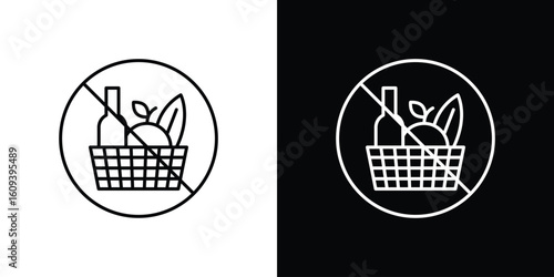 Picnics are prohibited signs Simple Set. Vector icons for graphic design template.