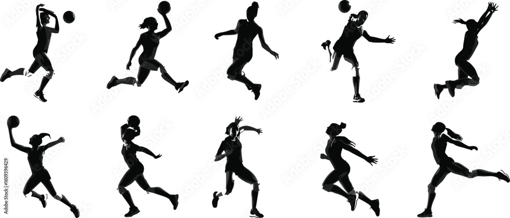 custom made wallpaper toronto digitalAthlete silhouette vector, ball sport pose, jumping action, dynamic movement, throwing gesture, game illustration, fitness figure, active lifestyle scene