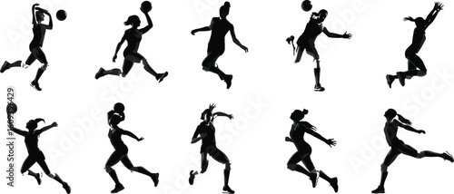 Wallpaper Mural Athlete silhouette vector, ball sport pose, jumping action, dynamic movement, throwing gesture, game illustration, fitness figure, active lifestyle scene Torontodigital.ca