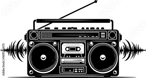 Retro music cassette, radio, music, audio, cassette, tape, recorder, retro, sound, old, boombox, stereo, isolated, player, vintage, digital, speaker, white, technology, button, vector, equipment, car,