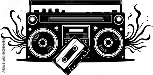 Retro music cassette, radio, music, audio, cassette, tape, recorder, retro, sound, old, boombox, stereo, isolated, player, vintage, digital, speaker, white, technology, button, vector, equipment, car,