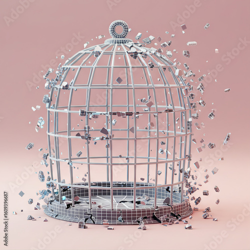 Vector spherical birdcage breaking with fragments