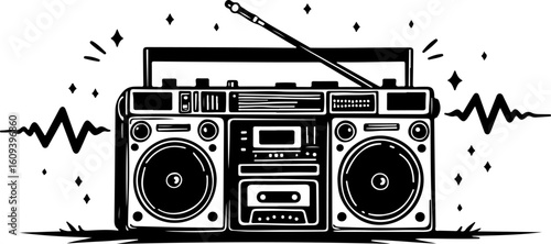 Retro music cassette, radio, music, audio, cassette, tape, recorder, retro, sound, old, boombox, stereo, isolated, player, vintage, digital, speaker, white, technology, button, vector, equipment, car,