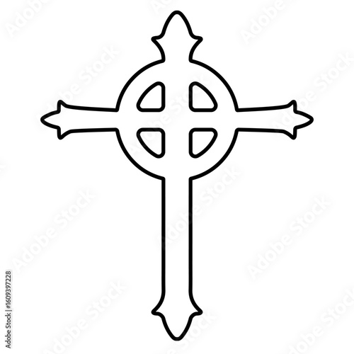 christian cross icon isolated on white background, vector illustration.