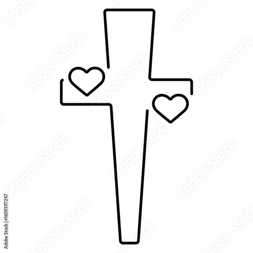 christian cross icon isolated on white background, vector illustration.