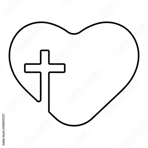 christian cross icon isolated on white background, vector illustration.