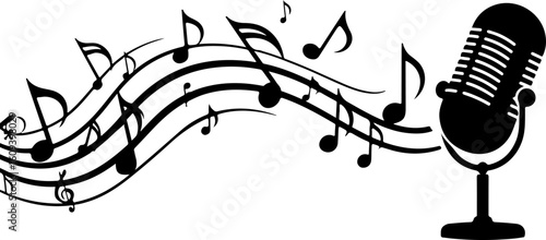 music, microphone, singing, melody,  vector