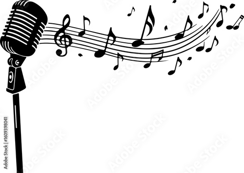 music, microphone, singing, melody,  vector