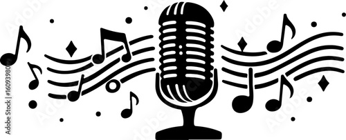 music, microphone, singing, melody,  vector