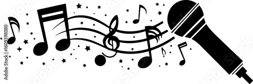 music, microphone, singing, melody,  vector