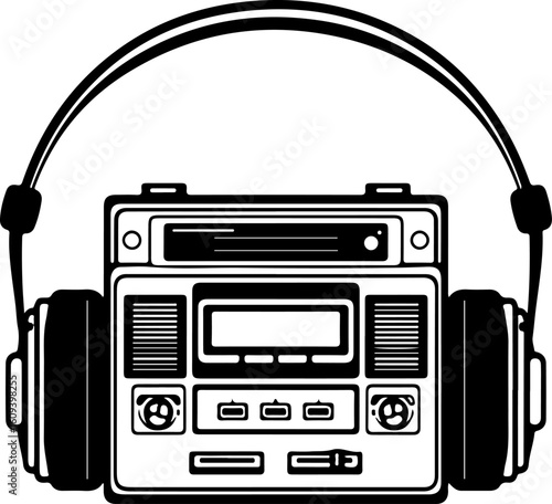 Retro Cassette Vibes with Headphones"