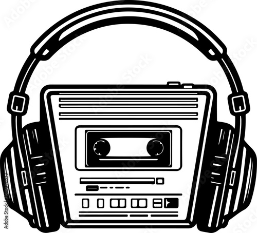 Retro Cassette Vibes with Headphones"
