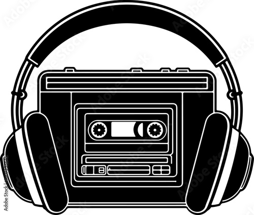 Retro Cassette Vibes with Headphones"