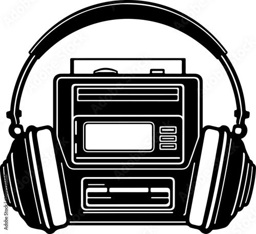 Retro Cassette Vibes with Headphones"
