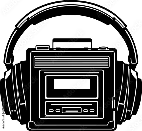Retro Cassette Vibes with Headphones"