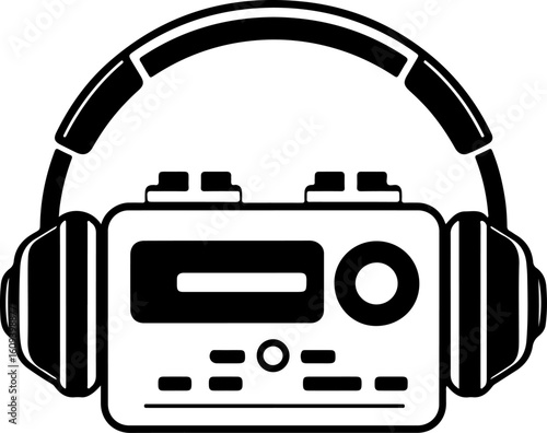 Retro Cassette Vibes with Headphones"
