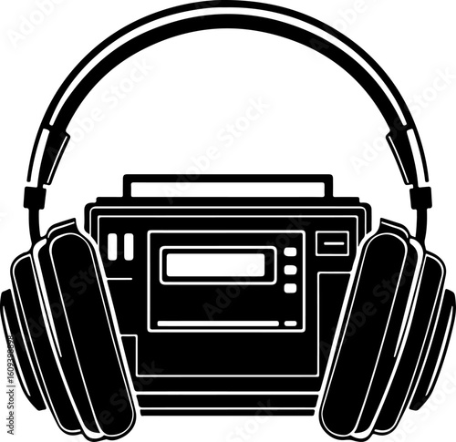 Retro Cassette Vibes with Headphones"