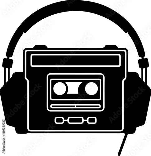 Retro Cassette Vibes with Headphones"