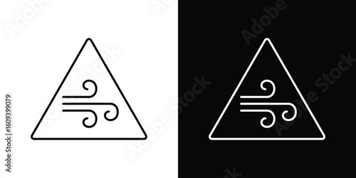 Wind warning signs Simple Set. Vector icons for graphic design template.