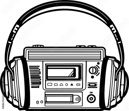 Retro Cassette Vibes with Headphones"