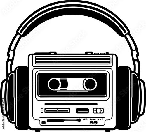 Retro Cassette Vibes with Headphones"