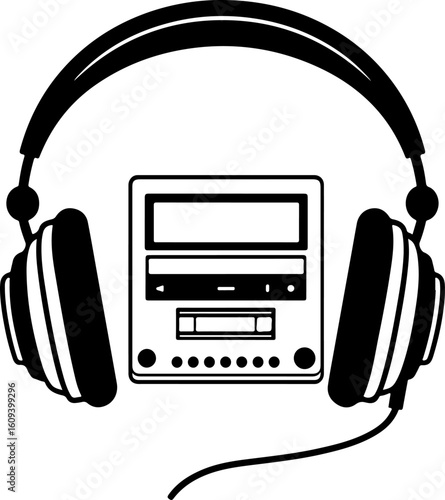 Retro Cassette Vibes with Headphones"