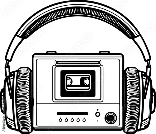 Retro Cassette Vibes with Headphones"