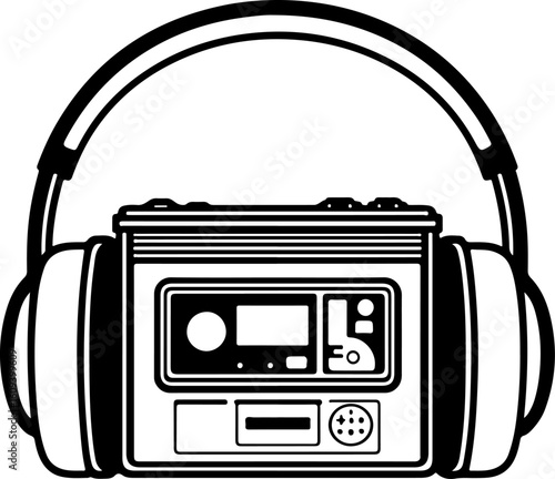 Retro Cassette Vibes with Headphones"