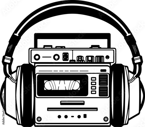 Retro Cassette Vibes with Headphones"