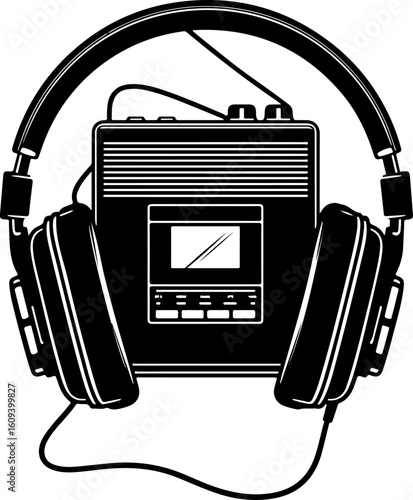 Retro Cassette Vibes with Headphones"