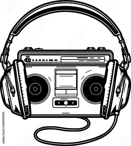 Retro Cassette Vibes with Headphones"