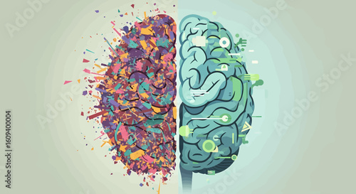 Dual Brain: Creativity and Logic Mindset Illustration