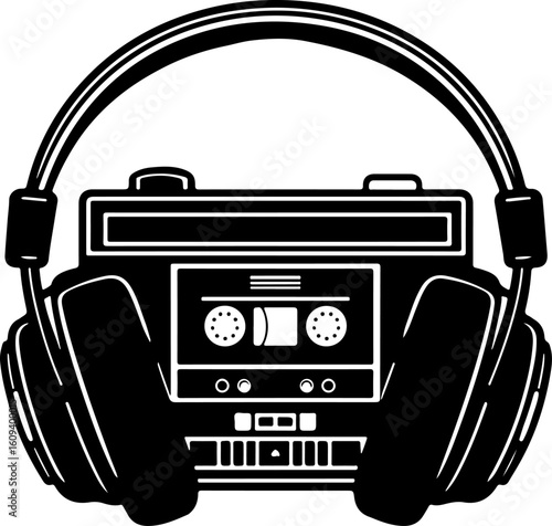 Retro Cassette Vibes with Headphones"