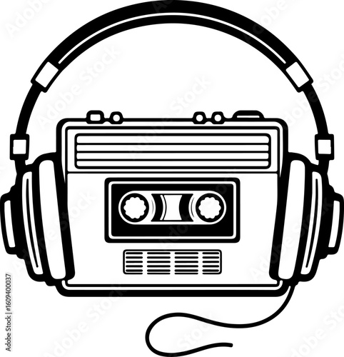 Retro Cassette Vibes with Headphones"