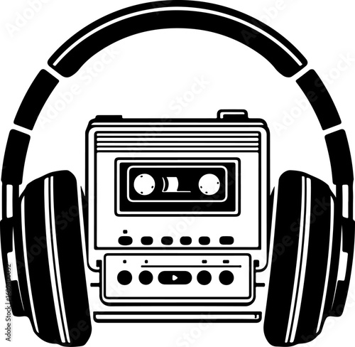 Retro Cassette Vibes with Headphones"