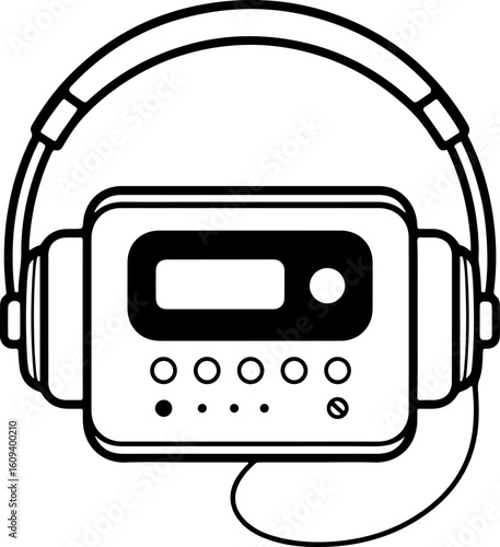 Retro Cassette Vibes with Headphones"