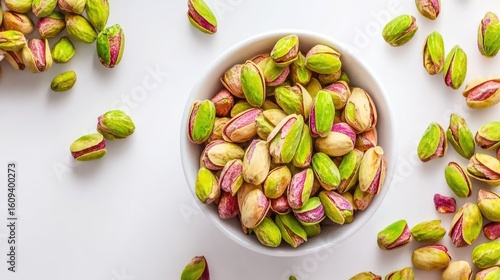 Wallpaper Mural Studio-lit display of shelled pistachios in a simple, modern layout with white background Torontodigital.ca