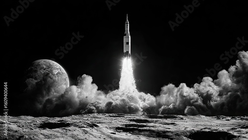 Wallpaper Mural Rocket launch from the moon Torontodigital.ca