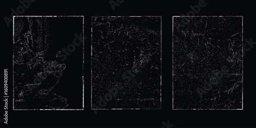 Grunge textures set. Collection of vector overlay, distress, textures .Simply Place texture over any Object to Create grunge,splattered ,dirty effect .
