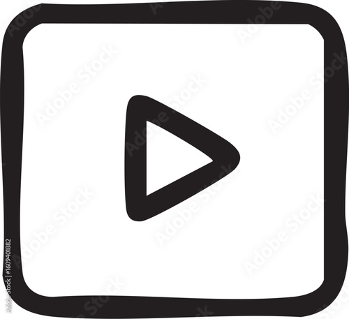 Handdrawn play button icon vector illustration.