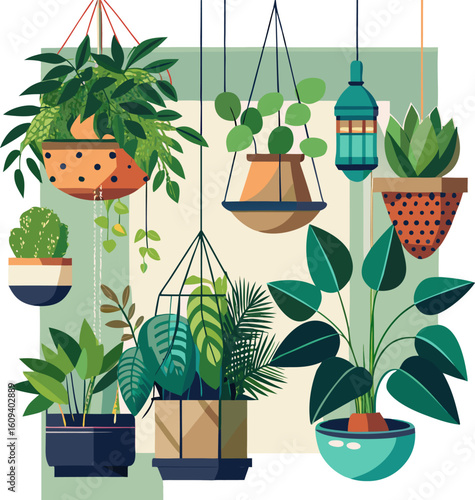 Hanging indoor plants