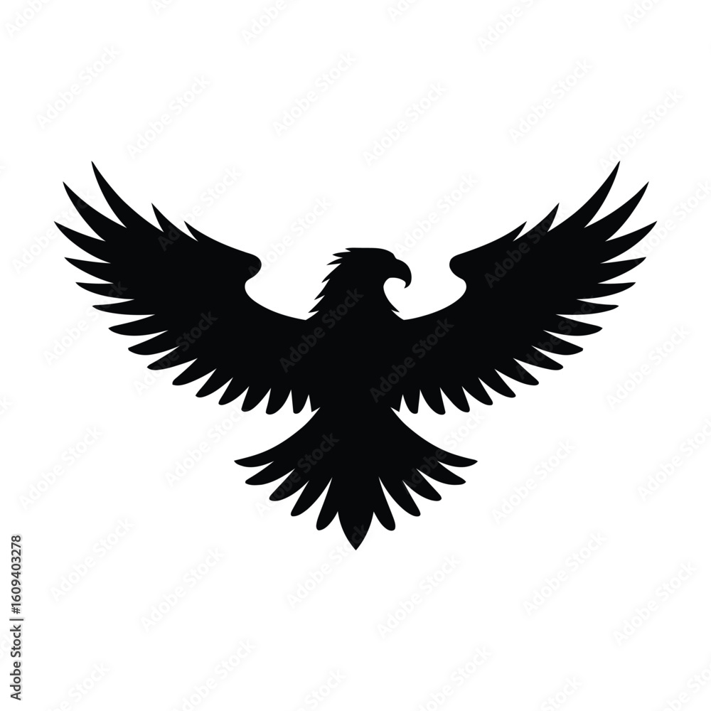 Obraz premium Vector art of a black eagle with outstretched wings isolated on white background